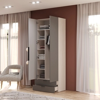 Шкаф 2 дверный с ящиками, фасады в эмали LE211.44