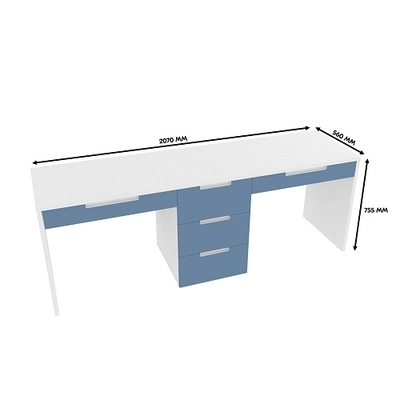 Cтол прямой на 2 рабочих места, фасады в эмали LE718.2