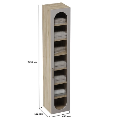 Шкаф 1 дверный узкий, фрезерованные фасады в эмали LE220.44-4