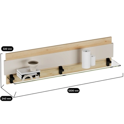 Полка со стеклом, панель МДФ R120.2