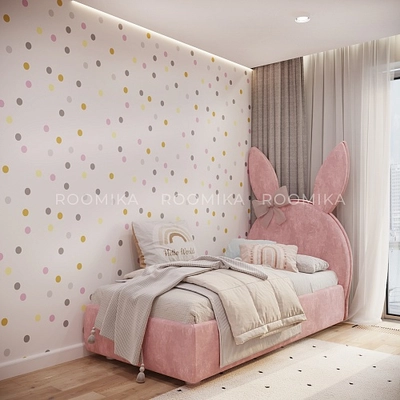 Кровать односпальная мягкая БАННИ с подъемным механизмом, 90x190