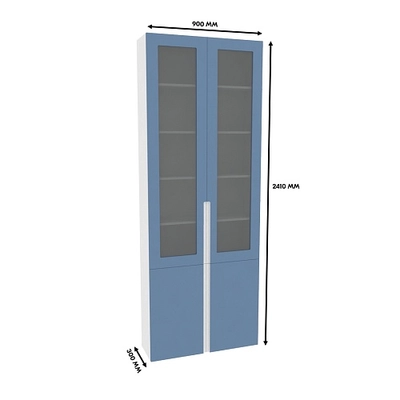 Шкаф книжный со стеклом, фасады в эмали LE240