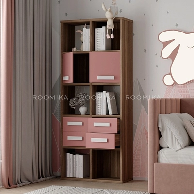 Стеллаж сквозной книжный на 10 ниш с ящиками E810