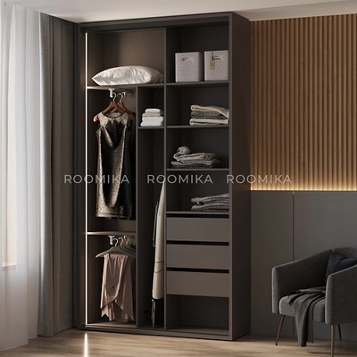 Шкаф-купе ХG140.45-3, профиль INTEGRO, фасад зеркало серебро/стекло Сатинато белое