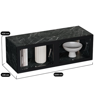 Антресоль с двумя откидными стеклянными дверями R312.45ST с подсветкой