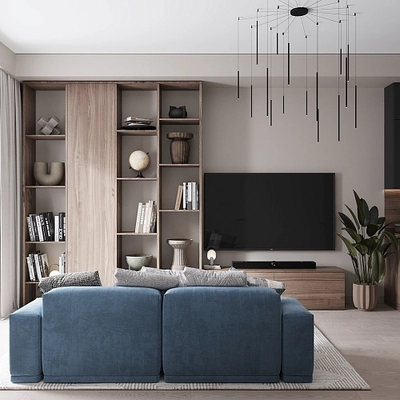 Гостиная в древесных оттенках №10