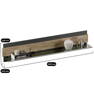 Полка со стеклом, панель МДФ R120.6