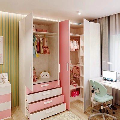 Рабочая зона у окна для девочки Левел