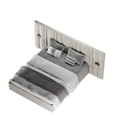 Кровать двуспальная мягкая ХИЛТОН с подъемным механизмом и мягкими панелями c подрозетниками, 180x200