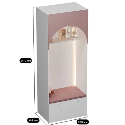 Секция с нишей с ящиками, с мягким сидением и подсветкой LG434.60