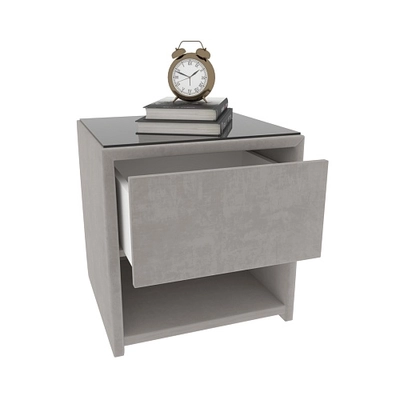 Тумба прикроватная мягкая, стекло прозрачное САНРАЙС 751