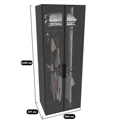 Шкаф для спальни с двумя штангами и полкой с подсветкой R210.60-1