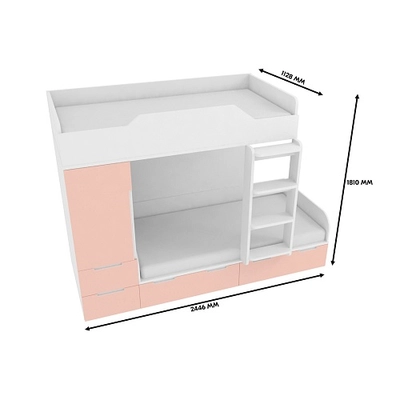 Кровать двухъярусная, фасады в эмали LE906, 90x190 L/R