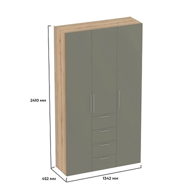 Шкаф трехдверный с ящиками узкий L203.44