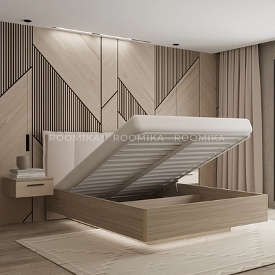 Кровать двуспальная Lazio с парящим эффектом и мягким чехлом с кантом, 160x200