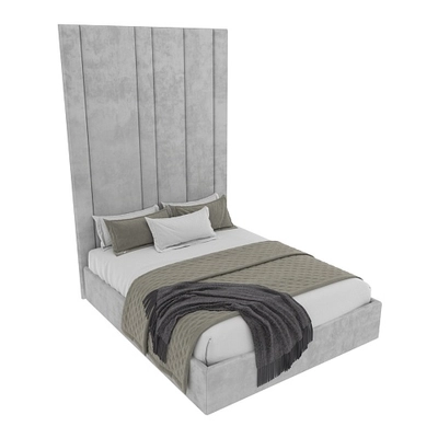 Cпальня с мягкой стеновой панелью и кроватью подиумом 1