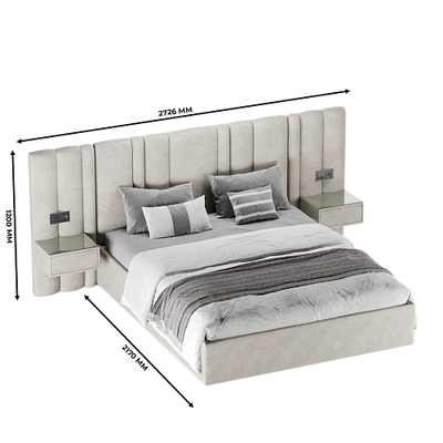 Кровать двуспальная мягкая ХИЛТОН с подъемным механизмом, мягкими панелями и тумбами, 160x200