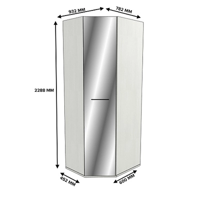 Шкаф угловой разностронний с зеркалом, фасады МДФ CG-218.1Z L/R