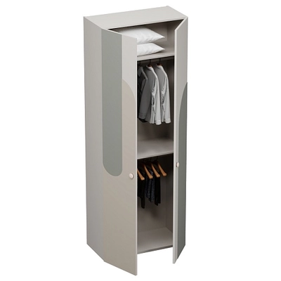 Шкаф двухдверный узкий, фрезерованные фасады в эмали LE210.44-1