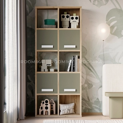 Стеллаж сквозной книжный на 10 ниш с ящиками E810