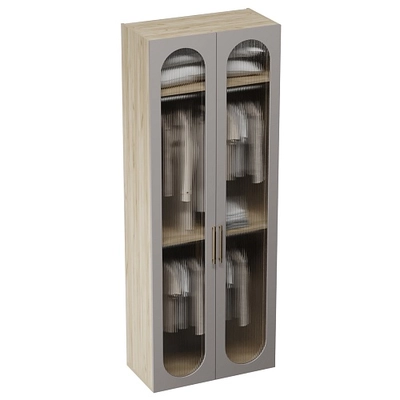 Шкаф двухдверный узкий, фрезерованные фасады в эмали LE210.44-1