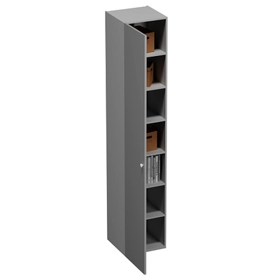 Шкаф однодверный со полками узкий, фасады в эмали LE220.44-4