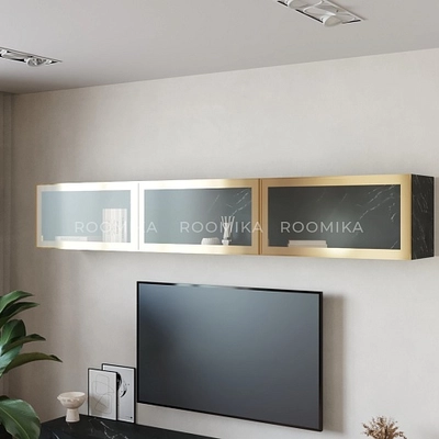 Антресоль с двумя откидными стеклянными дверями R324.35ST