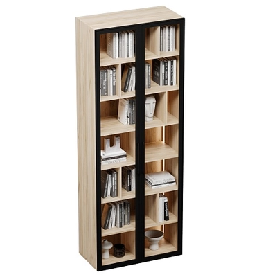 Шкаф-стеллаж со стеклянными фасадами с подсветкой R212