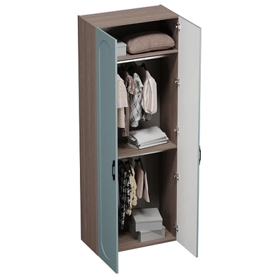 Шкаф двухдверный узкий, фрезерованные фасады в эмали LE210.44-1