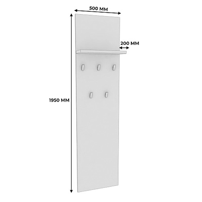 Панель узкая с полкой и крючками L176