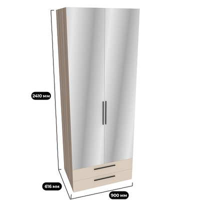 Шкаф двустворчатый с ящиками и с зеркалом L211.60Z