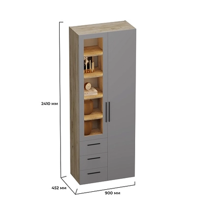 Шкаф комбинированный со стеклом с подсветкой L215S L/R