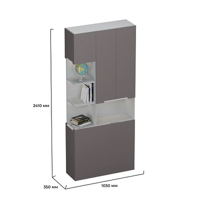 Шкаф с нишей с подсветкой, фасады в эмали LE212.3-90