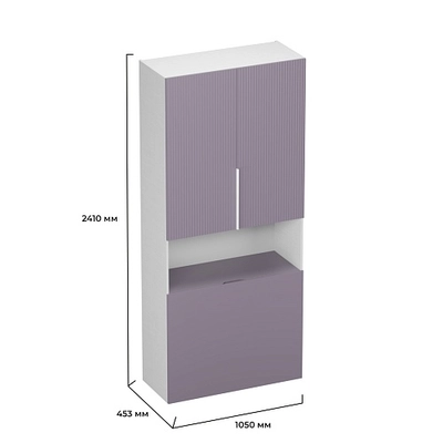 Шкаф двухдверный с фальш стенкой, фрезерованные фасады в эмали LE212.1