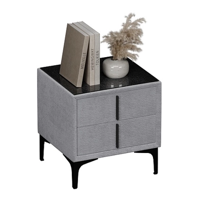 Тумба прикроватная мягкая, стекло прозрачное, ножки черные ГРЕЙС752