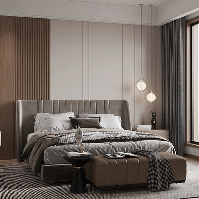 Спальня в древесных оттенках №5