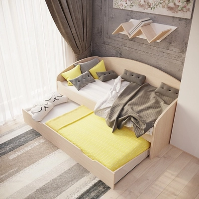 Кровать с выдвижным спальным местом P910, 90x190