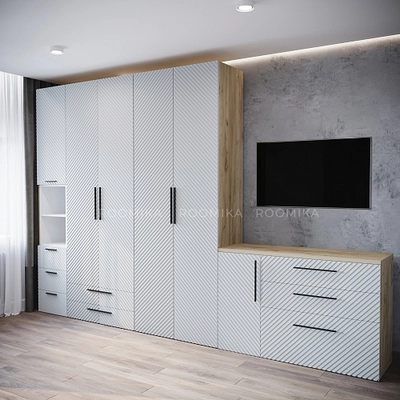 Шкаф 2 дверный, фрезерованные фасады в эмали LE210.44-1