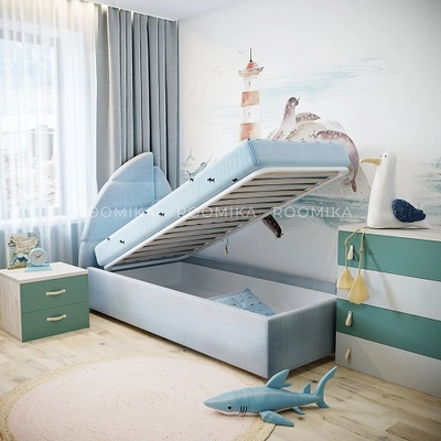 Кровать односпальная мягкая ПАРУС с подъемным механизмом, 90х200