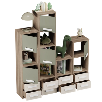 Стеллаж сквозной книжный на 14 ниш с ящиками E802,E803,E804,E805