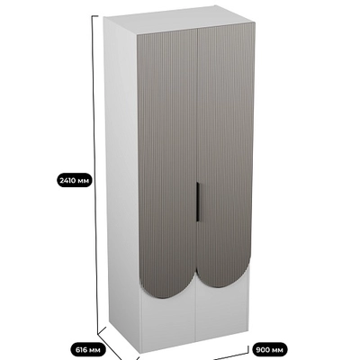 Шкаф для одежды, фрезерованные фасады в эмали LЕ252.60-2