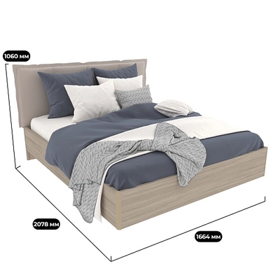 Кровать двуспальная Lazio с парящим эффектом и мягким чехлом с кантом, 160x200