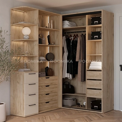 Шкаф с встроенными ящиками с подсветкой R215.2