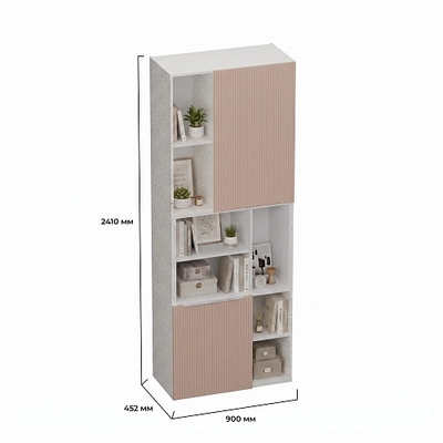 Шкаф книжный с нишей, фасады в эмали LE227 L/R