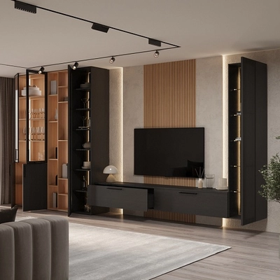 Шкаф навесной с подсветкой, фасады натуральный шпон LF275.350