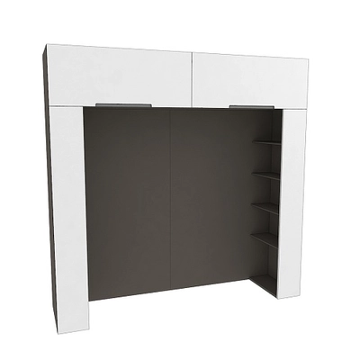 Ниша для кровати с секциями, фасады в эмали LE407.60