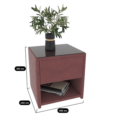 Тумба прикроватная мягкая, стекло прозрачное САНРАЙС 751