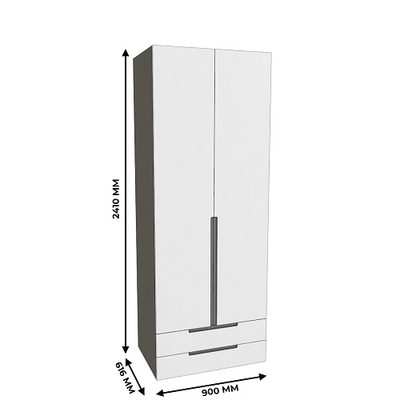 Шкаф 2 дверный с ящиками, фасады в эмали LE211.60