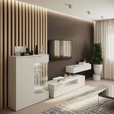 Тумба под ТV напольная с подсветкой, фасады в эмали LE505