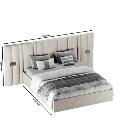 Кровать двуспальная мягкая ХИЛТОН с подъемным механизмом и мягкими панелями, 140x200